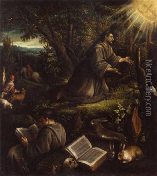 Saint Francis Receiving The Stigmata Oil Painting - Leandro da Ponte Bassano