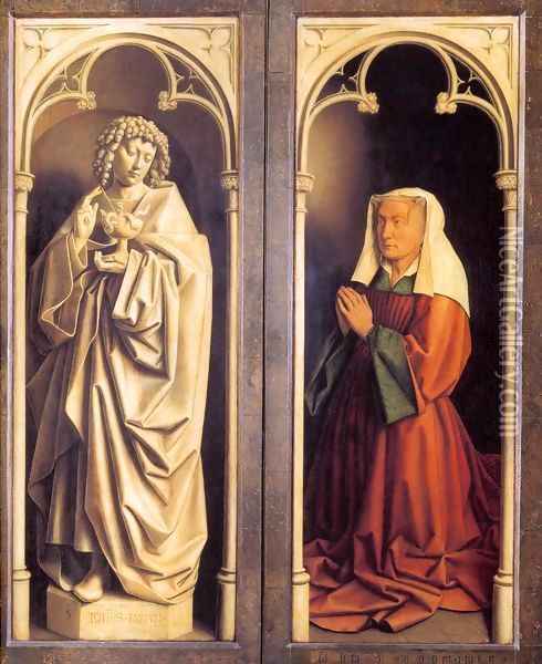 The Ghent Altarpiece St John the Evangelist and the Donor's Wife Oil Painting - Jan Van Eyck
