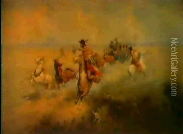 Stealing The Leaders Oil Painting - Thomas Oxley Miller