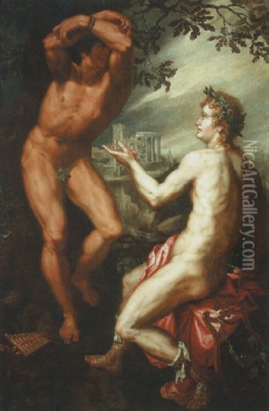 Apollo And Marysas Oil Painting - Friedrich Sustris