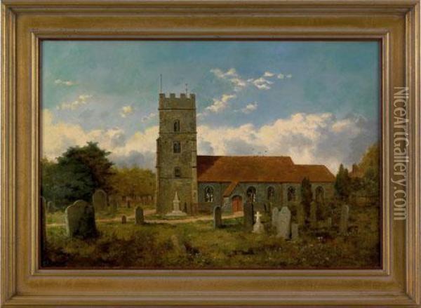 Rainham Church Kent Oil Painting - Edmund John Niemann, Snr.