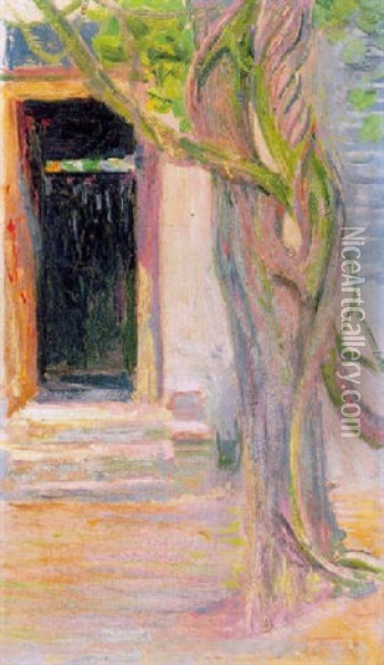 Porte Avec Arbres Oil Painting - Hippolyte Petitjean