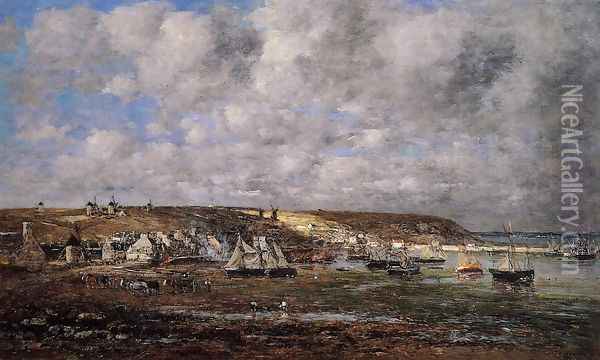 Camaret, Low Tide Oil Painting - Eugene Boudin