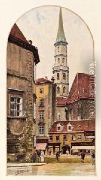 Blick Auf Den Turm Der Michaelerkirche Oil Painting - Ernst Graner