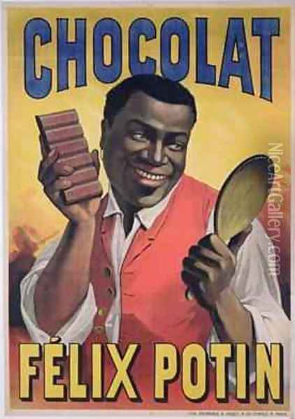 Poster advertising chocolate made by Felix Potin 1900 Oil Painting - Pierre Mourgue