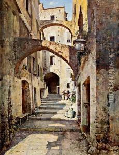 Dorfstrase In San Remo Oil Painting - Robert Russ