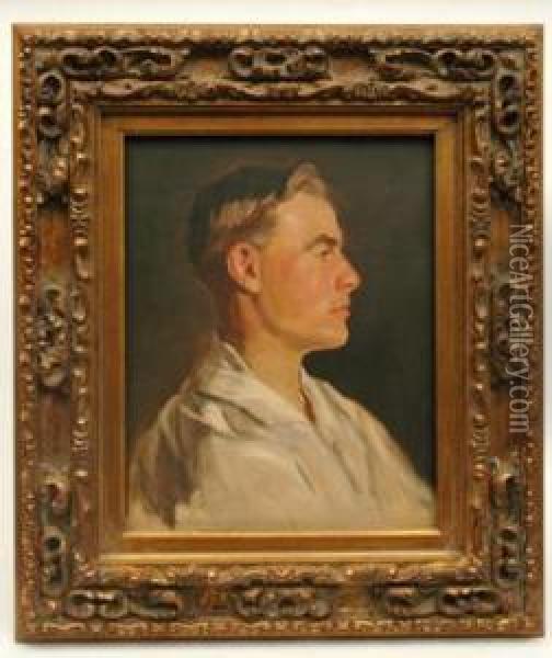 Profile Portrait Of A Young Man Oil Painting - Frederick George Reynolds