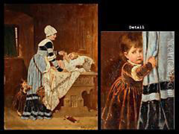 Die Mutter Und Ihre Kinder Oil Painting - Robert Julius Beyschlag