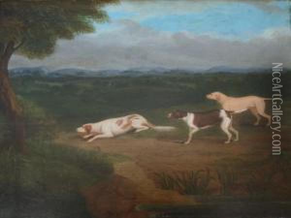 Three Hounds On A Scent Oil Painting - James Smyth
