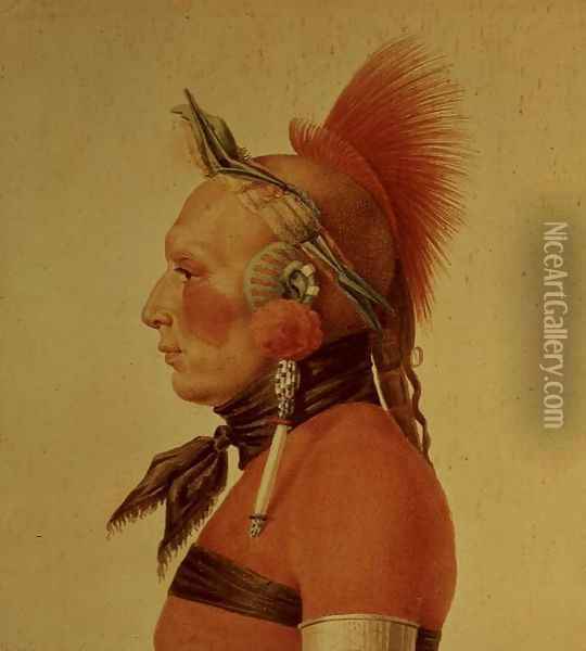 An Osage Warrior, 1804 Oil Painting - Charles Balthazar J. F. Saint-Memin