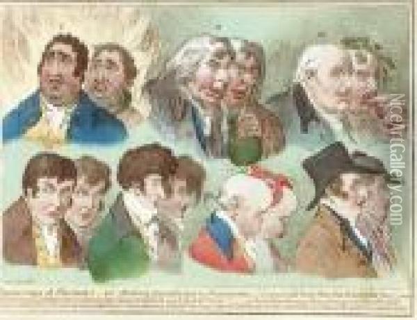 Doubleres Of Character Or Strikeing Resemblances Inphisiognomy Oil Painting - James Gillray