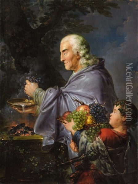 A Portrait Of Carl Samuel Becherer As Noah Proffering His Sacrifice Oil Painting - Bernhard (Christian Bernhard) Rode