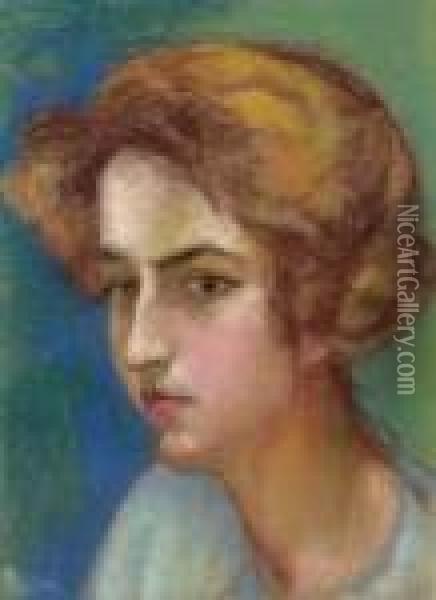 Portrait De Femme Rousse Oil Painting - Jean Peske