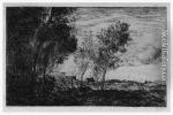 Dans Les Dunes: Souvenir Du Bois De La Haye Oil Painting - Jean-Baptiste-Camille Corot