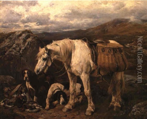 On The Moors- Waiting For The Guns Oil Painting - John Sargent Noble