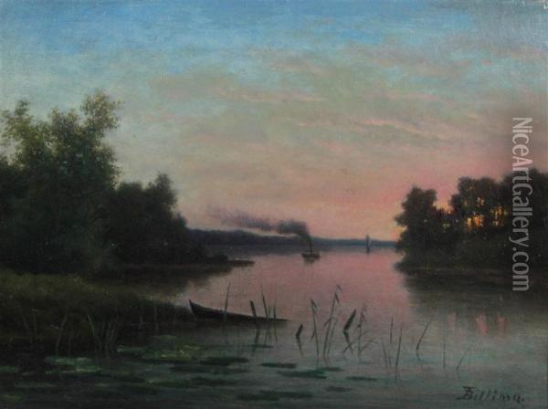River At Dusk Oil Painting - Lars Teodor Billing