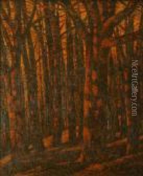 Forest Sceneoil Oncanvassigned Lower Left60cm X 50cm Oil Painting - George Ii Graham