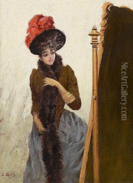 In Front Of The Swing Mirror Oil Painting - Emile Galle