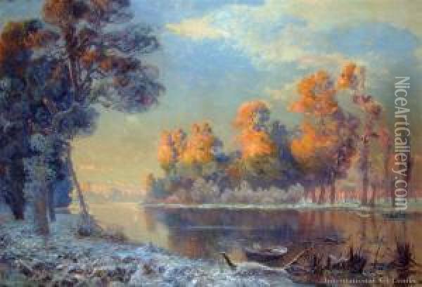 Frosty Sunrise, Picardy, France Oil Painting - Ernest William Christmas