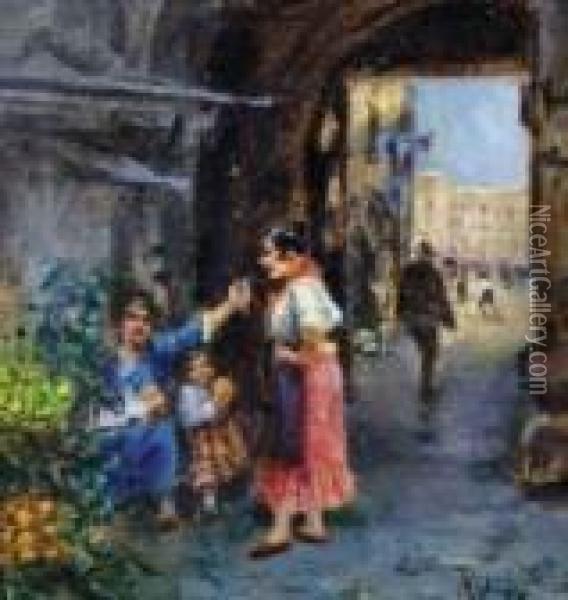 Vicolo Di Napoli Oil Painting - Vincenzo Migliaro