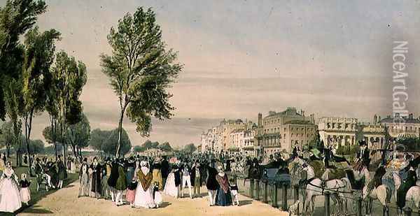 Hyde Park- near Grosvenor Gate, 1842 Oil Painting - Thomas Shotter Boys