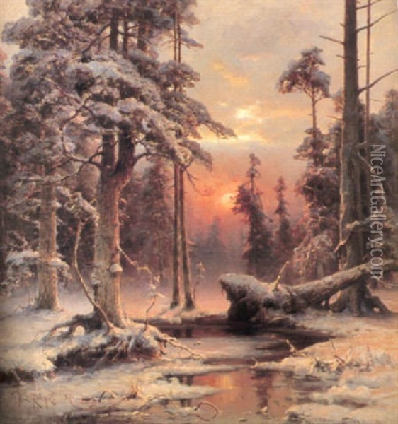 Vinterkvall Oil Painting - Yuliy Yulevich (Julius) Klever