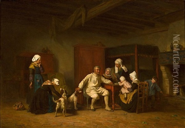 Escena Familiar Oil Painting - Theophile Emmanuel Duverger