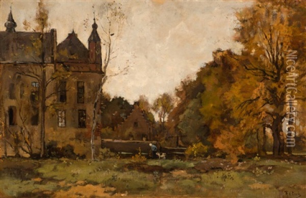 View Of Doorwerth Castle Oil Painting - Theophile De Bock