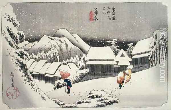 Kambara from Fifty three Stations on the Tokaido Highway Oil Painting - Utagawa or Ando Hiroshige