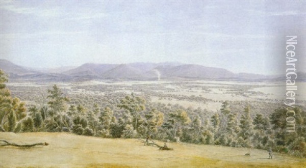 Lilydale From The Christmas Hills With The Dandenongs In The Distance Oil Painting - Eugen von Guerard