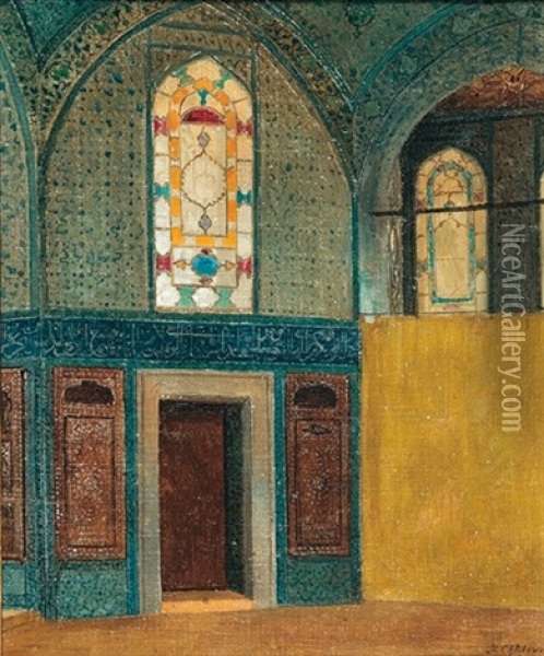 In The Mosque Oil Painting - Stanislaus von Chlebowski