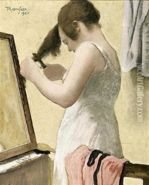 Jeune Femme Se Coiffant Oil Painting - Armand Rassenfosse