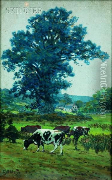 Landscapes With Grazing Cattle: Oil Painting - George Arthur Hays