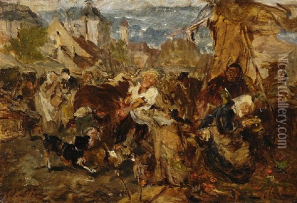 Bauernmarkt Oil Painting - Wilhelm Von Diez