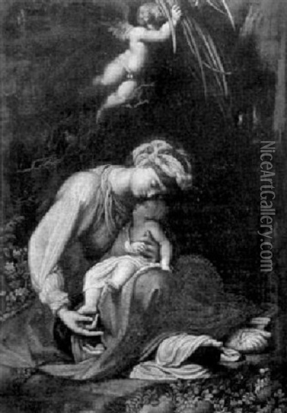 Le Repos De La Vierge L'enfant Pendant La Fuite En Egypte Oil Painting -  Correggio