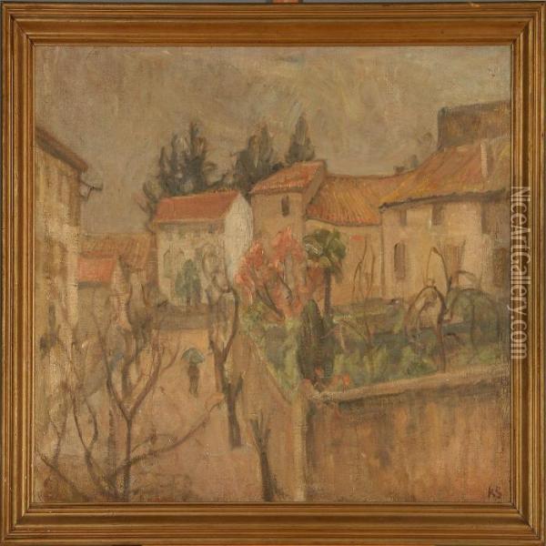 Udsigt Fra Mit Vindue I Arles, Regnvejr Oil Painting - Carl Schou