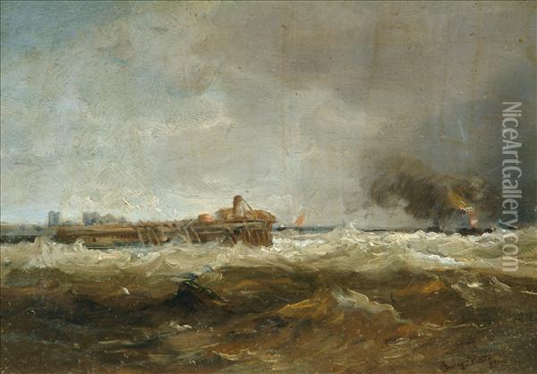Coastal Scene Oil Painting - James Webb