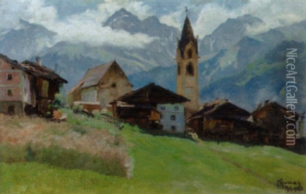 Gebirgsdorf Im Sommer Oil Painting - Paul Peter (Max) Krombach