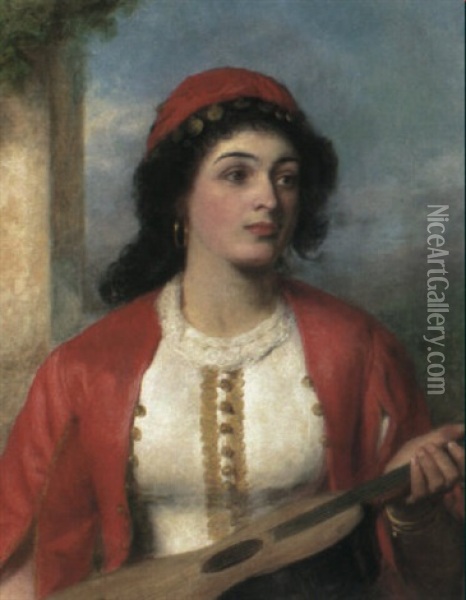 A Gypsy Guitarist Oil Painting - William Powell Frith