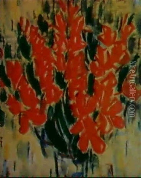 Roter Blumenstrauss Oil Painting - Christian Rohlfs