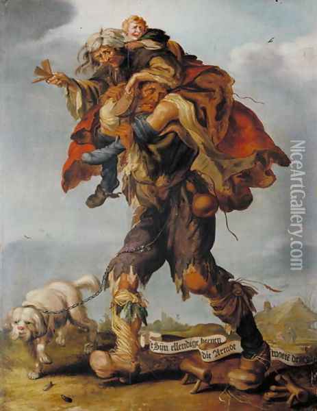 Allegory of Poverty, 1630s Oil Painting - Adriaen Pietersz. Van De Venne
