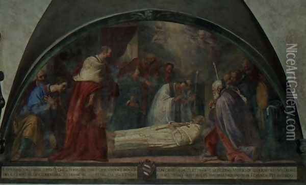 The Death of St. Antoninus, lunette Oil Painting - Bernardino Barbatelli Poccetti