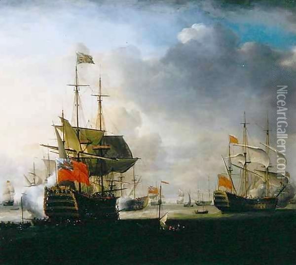 The Royal William leaving England Oil Painting - Thomas Allin