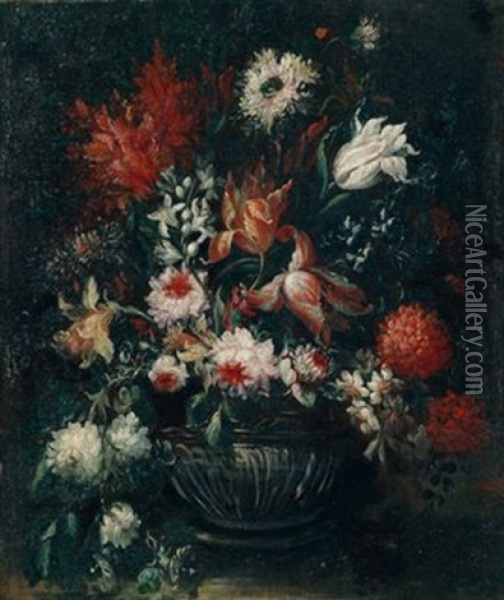 Ein Blumenstraus In Einer Vase Oil Painting - Mario Nuzzi