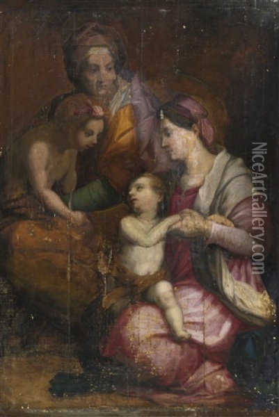 Madonna And Child With Saint Elizabeth And The Infant Saint John The Baptist Oil Painting - Andrea Del Sarto