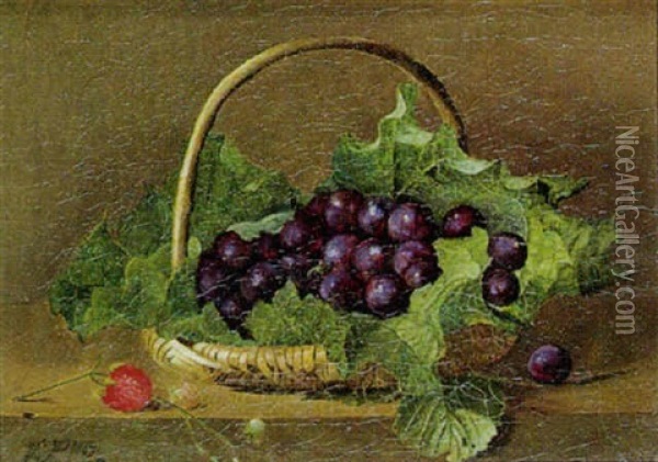 Vindruer I En Kurv Oil Painting - William Hammer