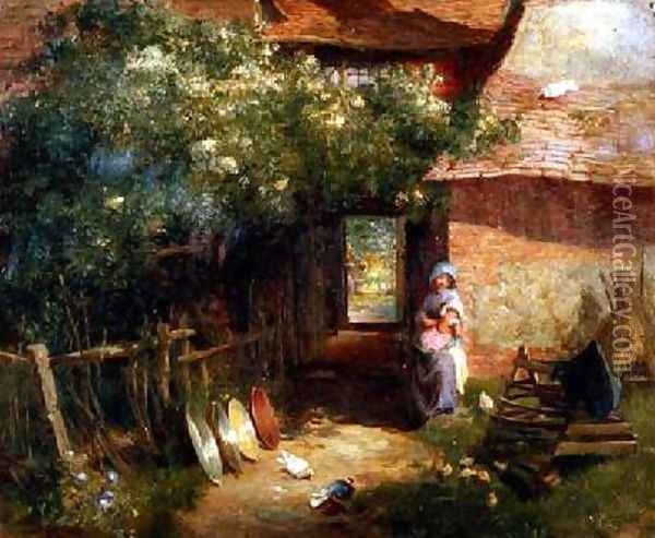 A Cottage Garden Oil Painting - Charles James Lewis