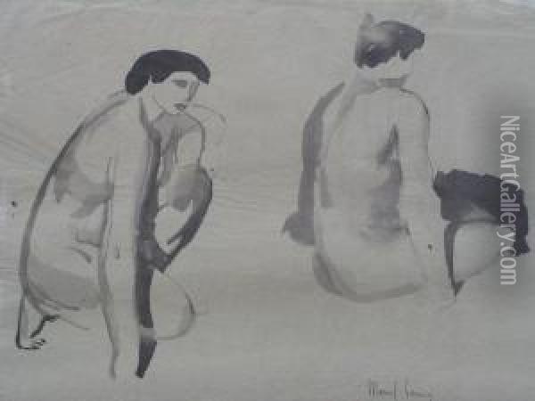 Deux Nus Oil Painting - Jules Oury, Dit Marcel-Lenoir