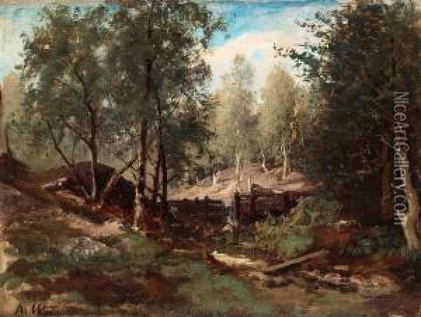 Forest Landscape Oil Painting - Alfred Wahlberg