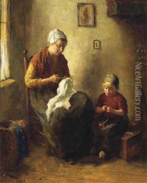 Busy Hands Oil Painting - Bernard Johann De Hoog